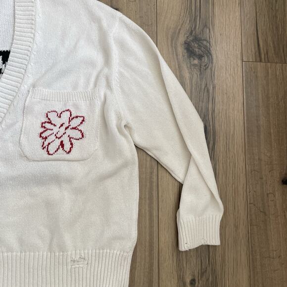 ZARA x Pepo Moreno White Cardigan Sz Medium “Have You Seen My Smile?” Distressed - Picture 4 of 12